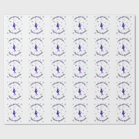 Dit meisje houdt van kunstschaatspapier cadeaupapier (Vlak)