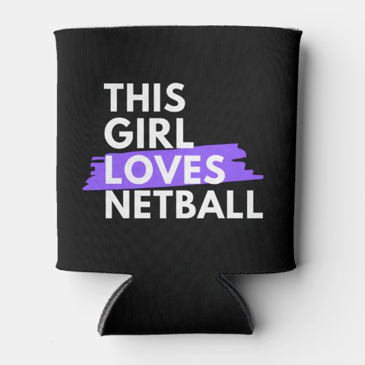 Dit meisje houdt van netball blikjeskoeler (Voorkant)