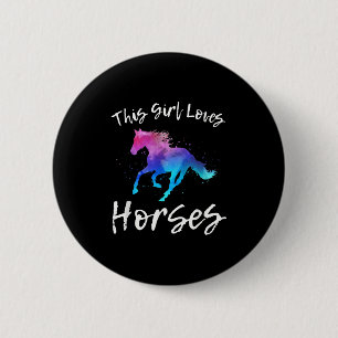 Dit meisje houdt van paarden grappige ruiter citaa ronde button 5,7 cm