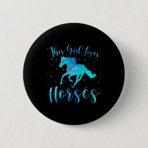 Dit meisje houdt van paarden ruiter tiener Kind W Ronde Button 5,7 Cm