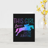 Dit meisje houdt van Show springen paardenliefhebb Kaart (Gele Bloem)