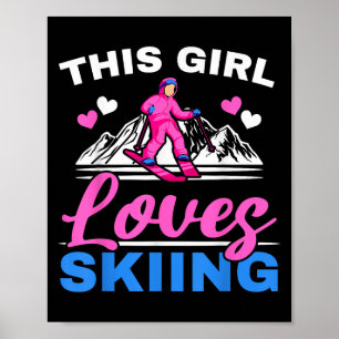 Dit meisje houdt van skiën wintersport sneeuw poster