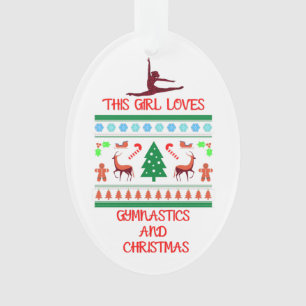 Dit meisje houdt van turnen en Kerstmis Ornament