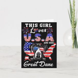 Dit Meisje Houdt van USA en Dog 4 juli Great Dane Kaart