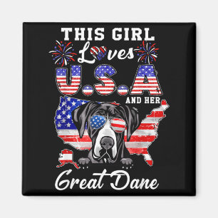 Dit Meisje Houdt van USA en Dog 4 juli Great Dane Magneet