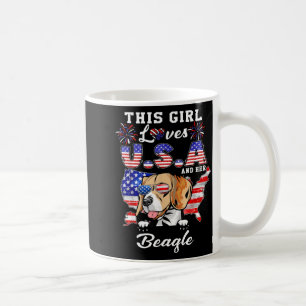 Dit meisje houdt van USA en hond 4 juli Beagle Koffiemok