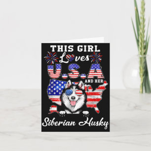 Dit meisje houdt van USA en hond 4 juli Siberische Kaart