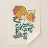Dit meisje houdt van vossen met bloemen sherpa deken (Voorkant)