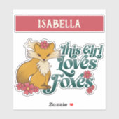 Dit meisje houdt van vossen met bloemen sticker (Vel)