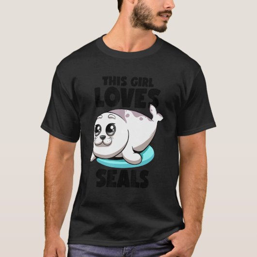 Dit meisje houdt van zeehonden met een vet Chubby- T-shirt (Voorkant)