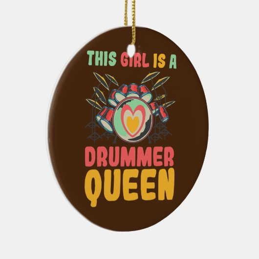 Dit meisje is een drummer koningin keramisch ornament (Rechts)