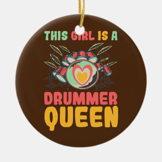 Dit meisje is een drummer koningin keramisch ornament (Voorkant)