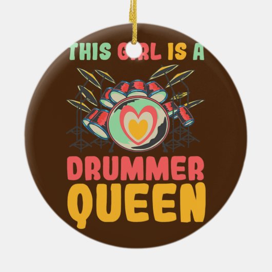 Dit meisje is een drummer koningin keramisch ornament (Achterkant)