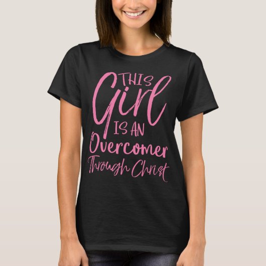 Dit meisje is een overkomer door Christus Christel T-shirt (Voorkant)