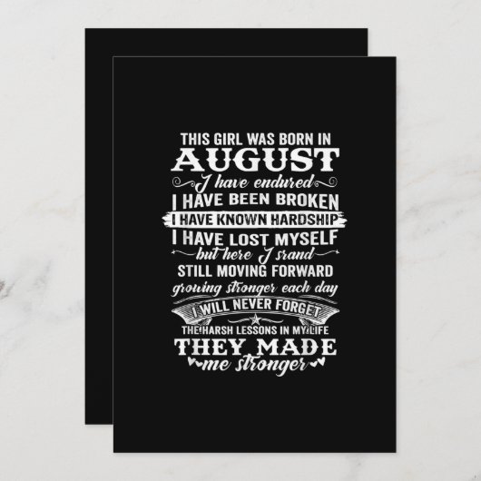Dit meisje is geboren in augustus Verjaardagsgesch Kaart (Voorkant / Achterkant)