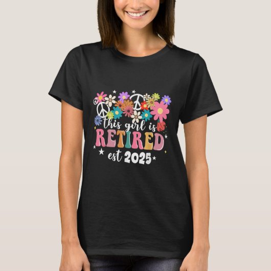 Dit meisje is gepensioneerd 2025 Retro Shirt Flora (Voorkant)