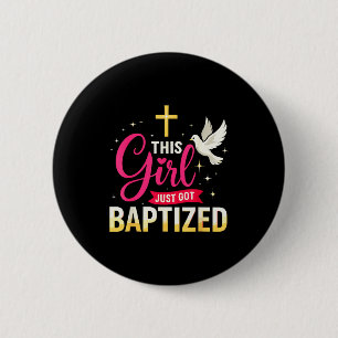 Dit Meisje Is Net Gedoopt T-shirt Meisjes Doop T-S Ronde Button 5,7 Cm