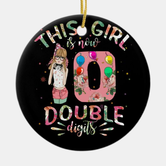 Dit meisje is nu 10 cijfers op de tiende verjaarda keramisch ornament (Voorkant)