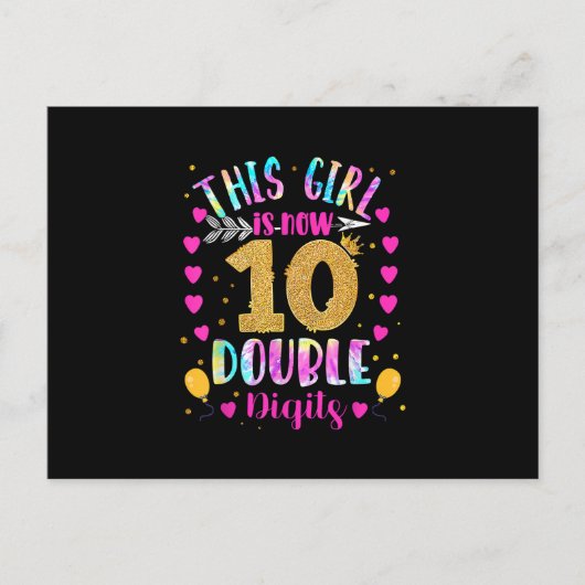 Dit meisje is nu 10 Dubbele cijfers Tie Dye Briefkaart (Voorkant)
