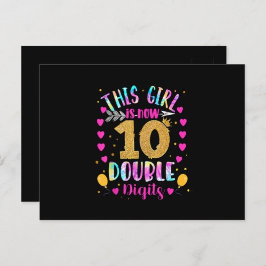 Dit meisje is nu 10 dubbele cijfers tie kleurstof briefkaart (Voorkant / Achterkant)