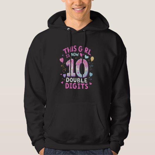 Dit meisje is nu 10 dubbele cijfers verjaardag gra hoodie (Voorkant)