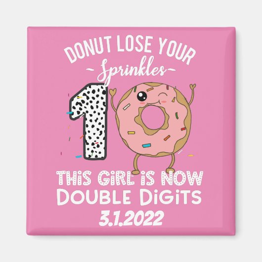 Dit meisje is nu 10e verjaardag met twee cijfers magneet (Voorkant)