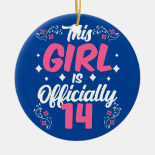 Dit meisje is officieel 14-partijensterfdag. keramisch ornament