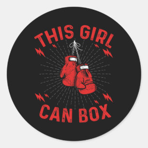 Dit meisje kan boksen, boksers boksen vintage ontw ronde sticker