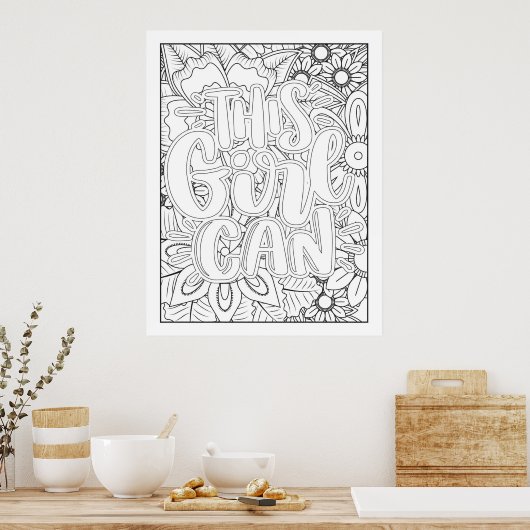 Dit meisje kan het zelf kleuren poster (Keuken)