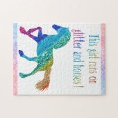 Dit meisje loopt op Glitter en Paarden Legpuzzel (Horizontaal)