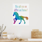 Dit meisje loopt op Glitter en Paarden Poster (Keuken)