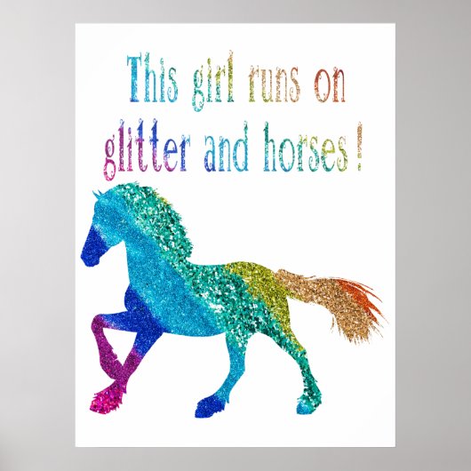 Dit meisje loopt op Glitter en Paarden Poster (Voorkant)