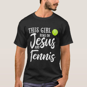 Dit meisje loopt op Jesus en tennis Shirt Christel