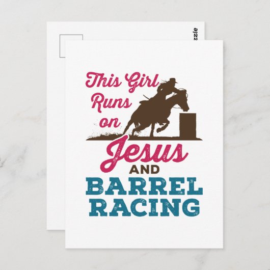 Dit meisje loopt op Jezus en Barrel Racing Briefkaart (Voorkant / Achterkant)