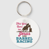 Dit meisje loopt op Jezus en Barrel Racing Sleutelhanger (Voorkant)