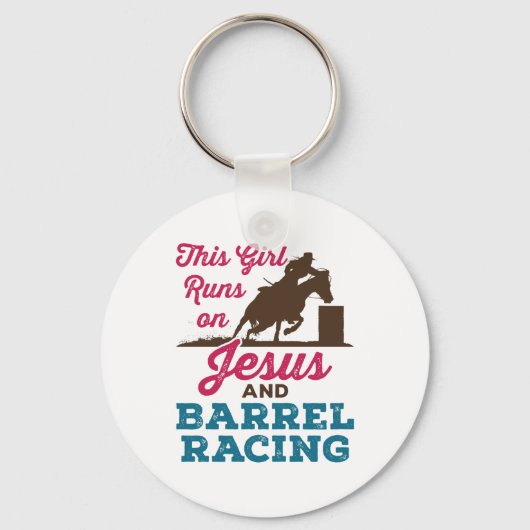 Dit meisje loopt op Jezus en Barrel Racing Sleutelhanger (Voorkant)