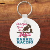 Dit meisje loopt op Jezus en Barrel Racing Sleutelhanger (Voorkant)