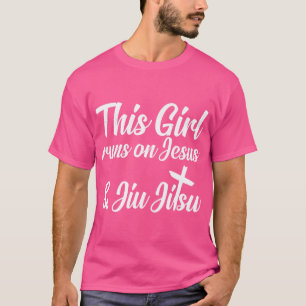 Dit meisje loopt op Jezus en Jiu Jitsu Christelijk T-shirt