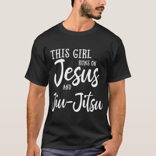 Dit meisje loopt op Jezus en Jiu Jitsu Christelijk T-shirt (Voorkant)