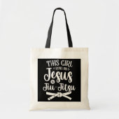 Dit meisje loopt op Jezus en Jiu Jitsu Martial Tote Bag (Voorkant)