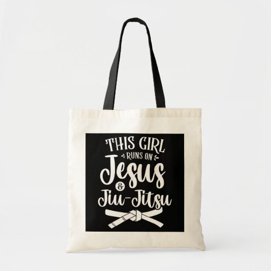 Dit meisje loopt op Jezus en Jiu Jitsu Martial Tote Bag (Voorkant)