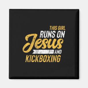 Dit Meisje Loopt Op Jezus En Kickboksen Magneet