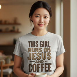 Dit meisje loopt op Jezus en koffie christen Tri-Blend Shirt