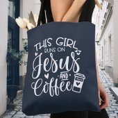 Dit meisje loopt op Jezus en koffie Custom Tote Bag