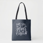 Dit meisje loopt op Jezus en koffie Custom Tote Bag (Voorkant)