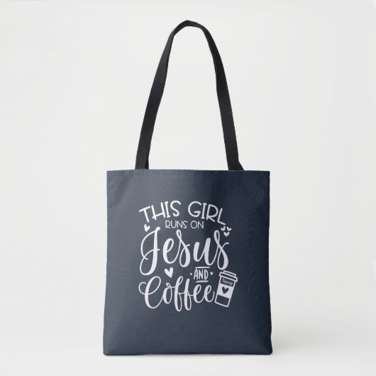 Dit meisje loopt op Jezus en koffie Custom Tote Bag (Voorkant)