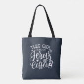 Dit meisje loopt op Jezus en koffie Custom Tote Bag (Achterkant)