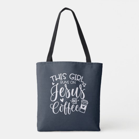 Dit meisje loopt op Jezus en koffie Custom Tote Bag (Achterkant)
