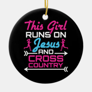 Dit meisje loopt op Jezus en landscheerbeurt. Keramisch Ornament