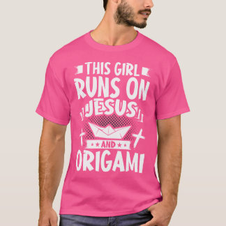 Dit meisje loopt op Jezus en Origami T-shirt